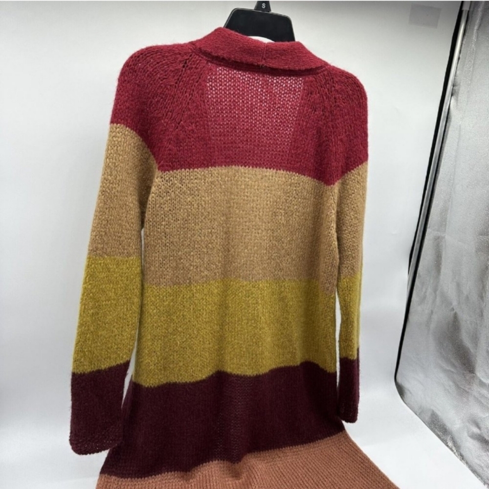 Free People Over The Rainbow Multicolor Long Striped Cardigan Sweater Large - Picture 11 of 16